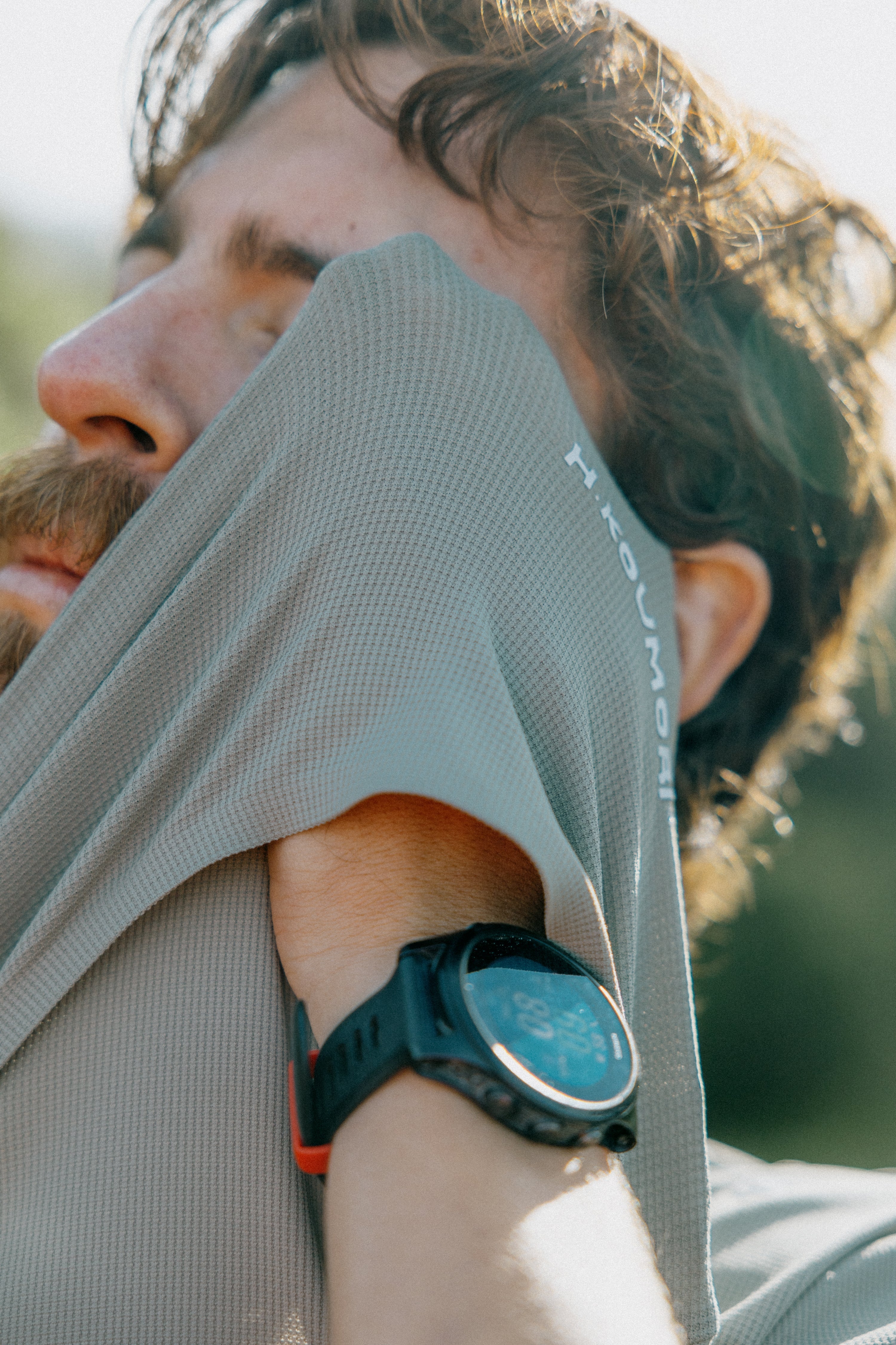 H.Koumori Training T-Shirt Moss Green with breathable fabric and anti-odor properties.