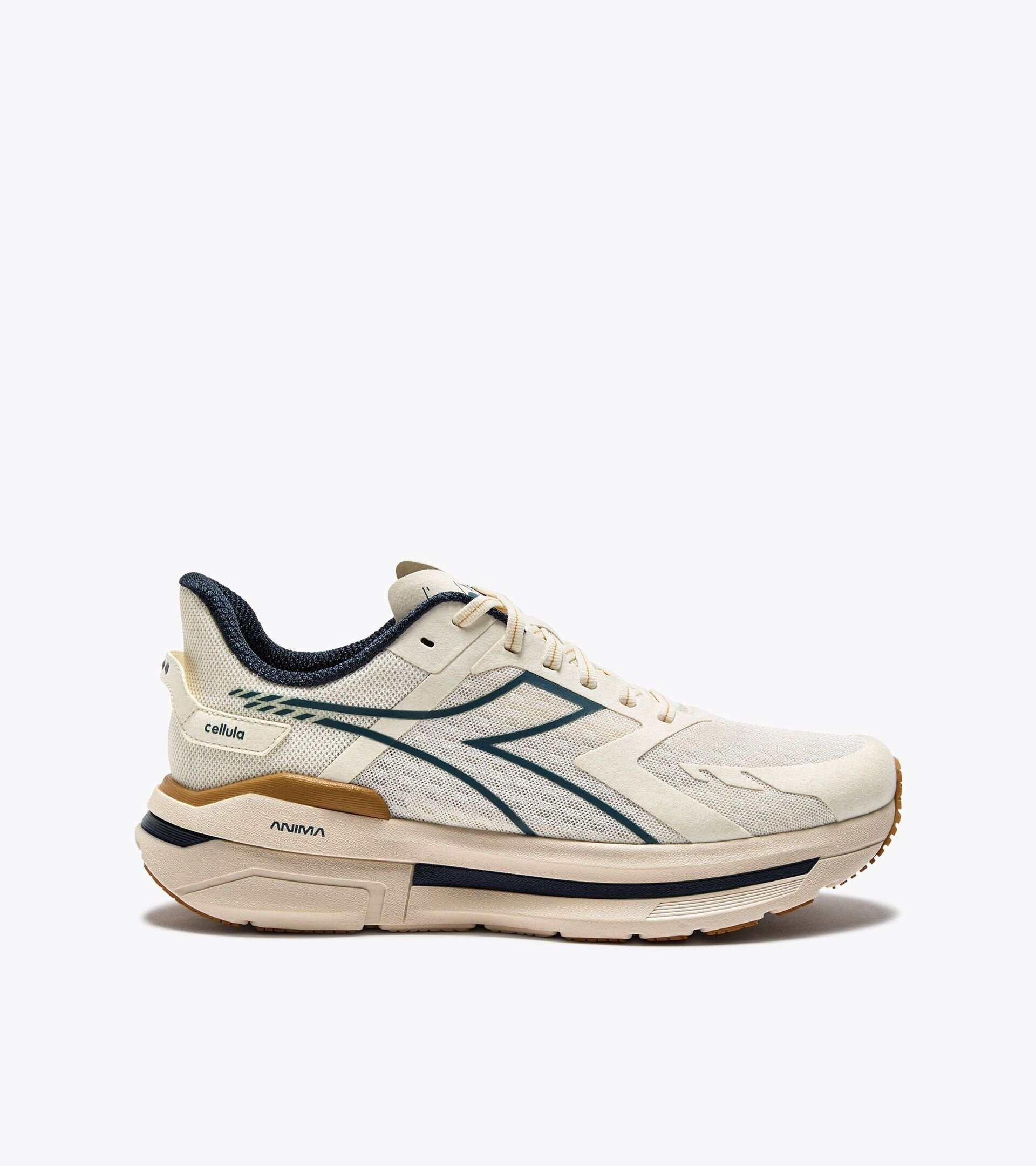 CELLULA Sugar Swizzle Eggnog running shoe with Anima midsole, 5mm drop, breathable nylon mesh upper, and Duratech 5000 outsole for long-distance training