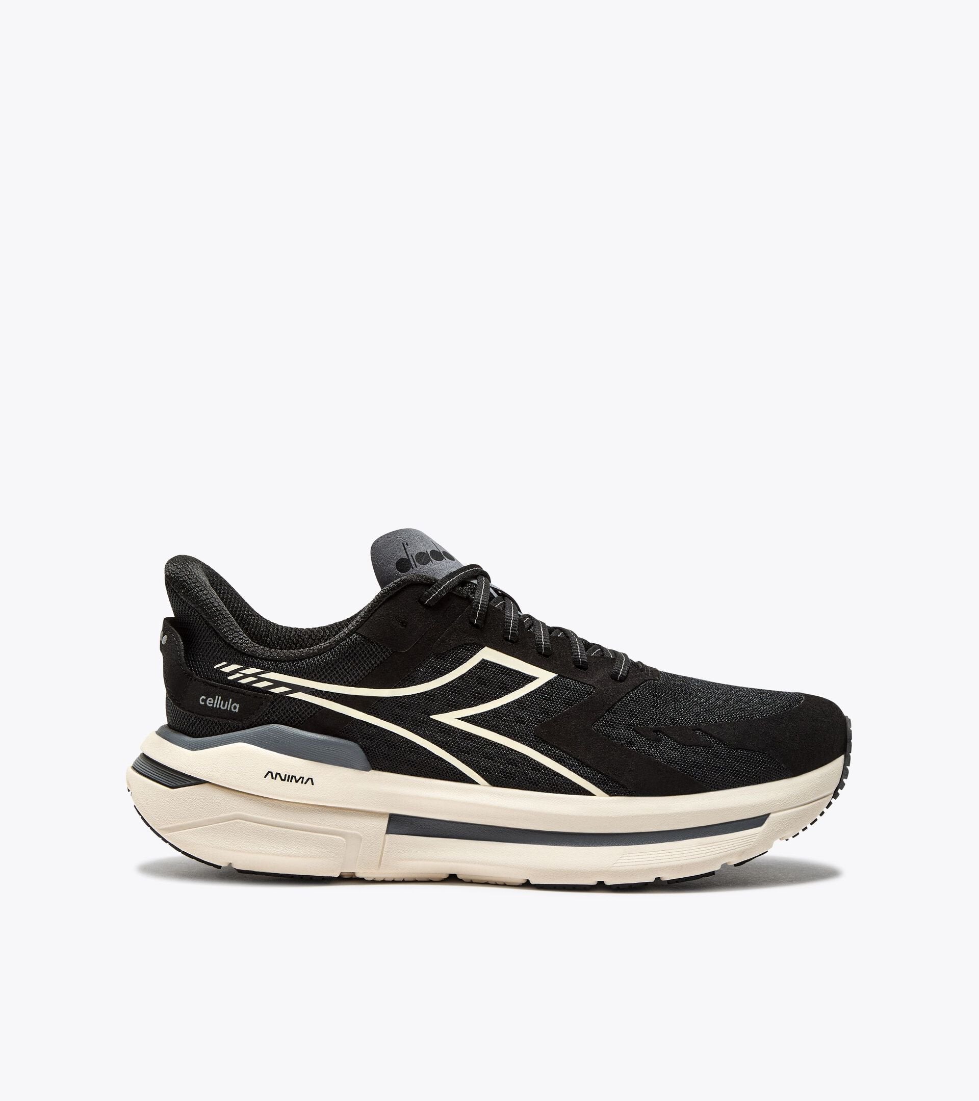 CELLULA running shoe, black color, comfort and stability, men's footwear.