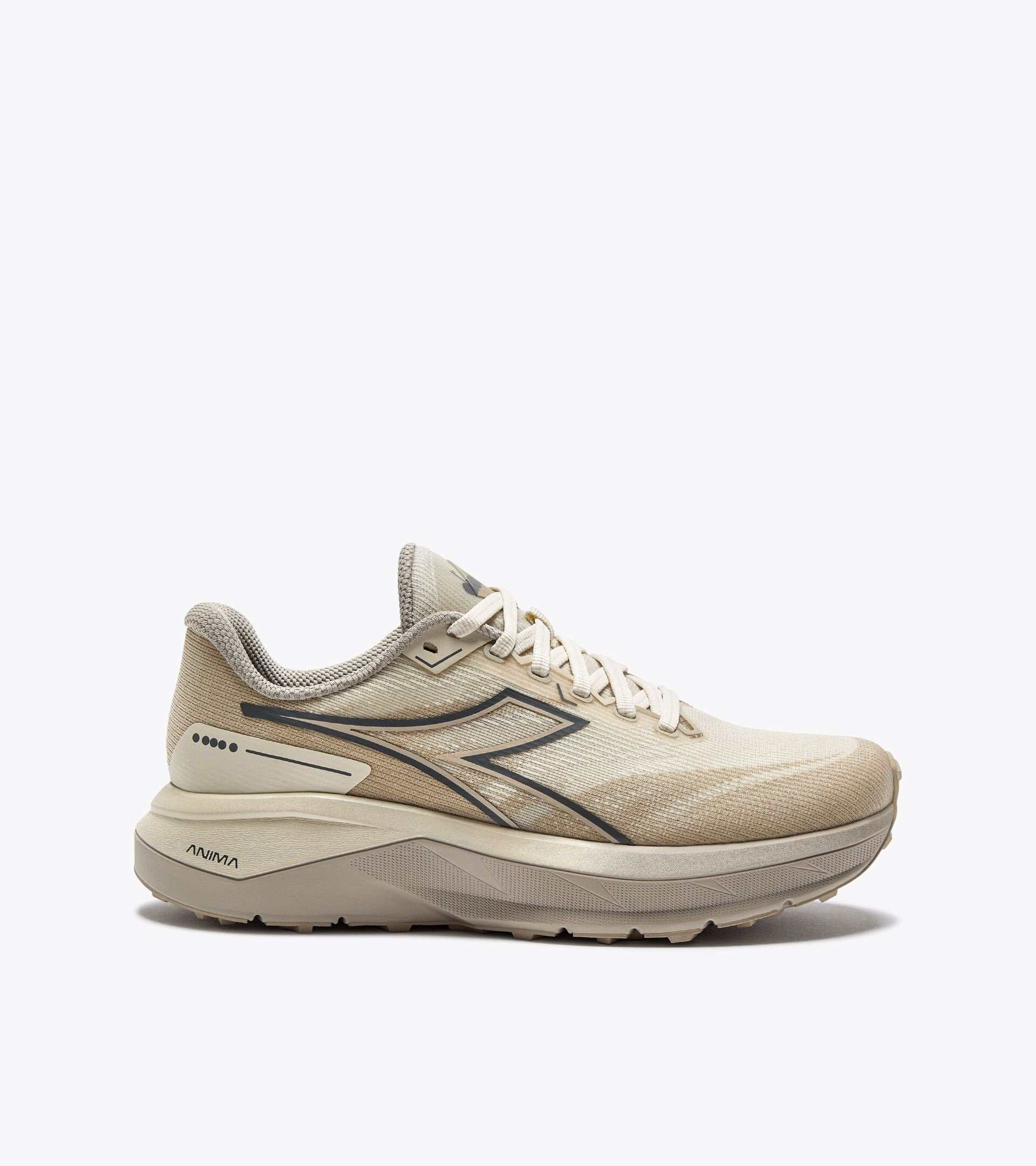 NUCLEO 2 GR beige running shoe with nylon mesh upper, ANIMA midsole, and Duratech 5000 outsole for comfort, stability, and durability