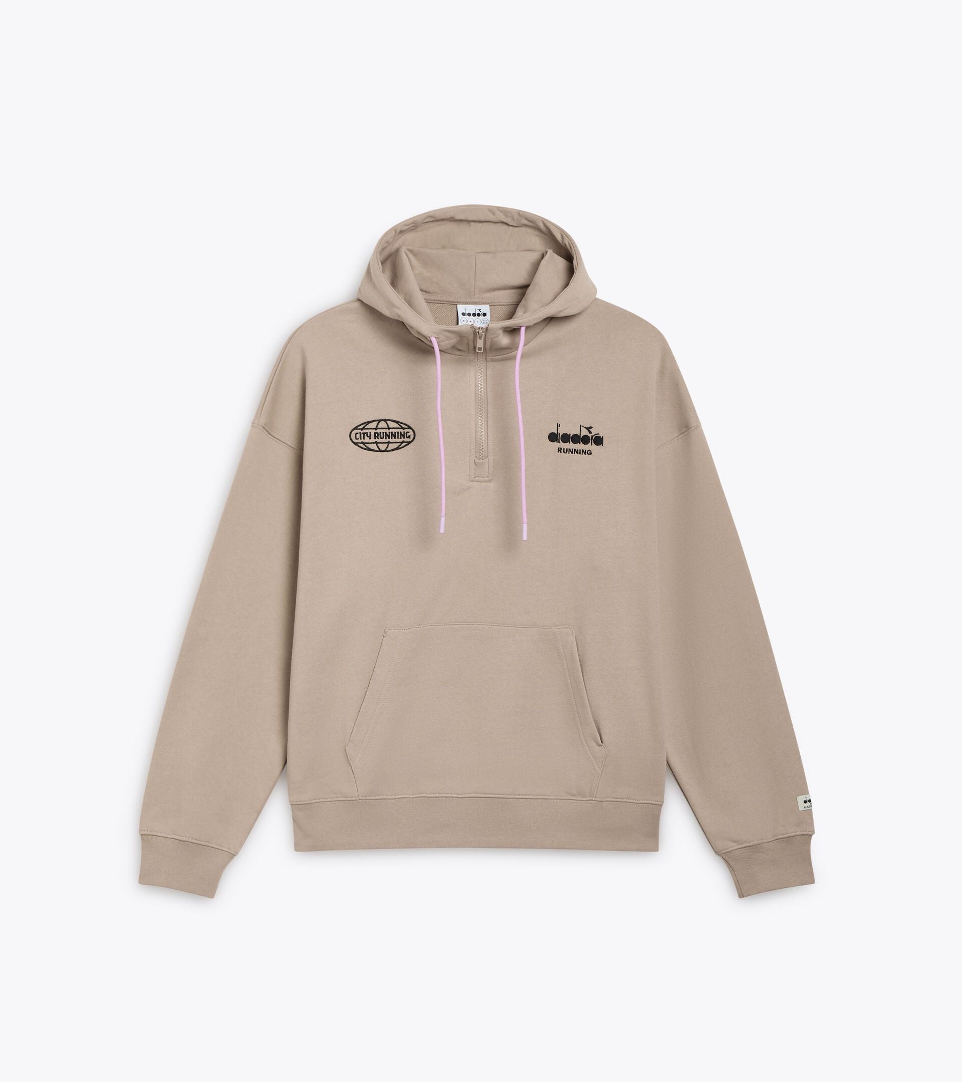 Gender-neutral Italian-made Hoodie HZ Mill City in French terry cotton with kangaroo pocket and embroidery.