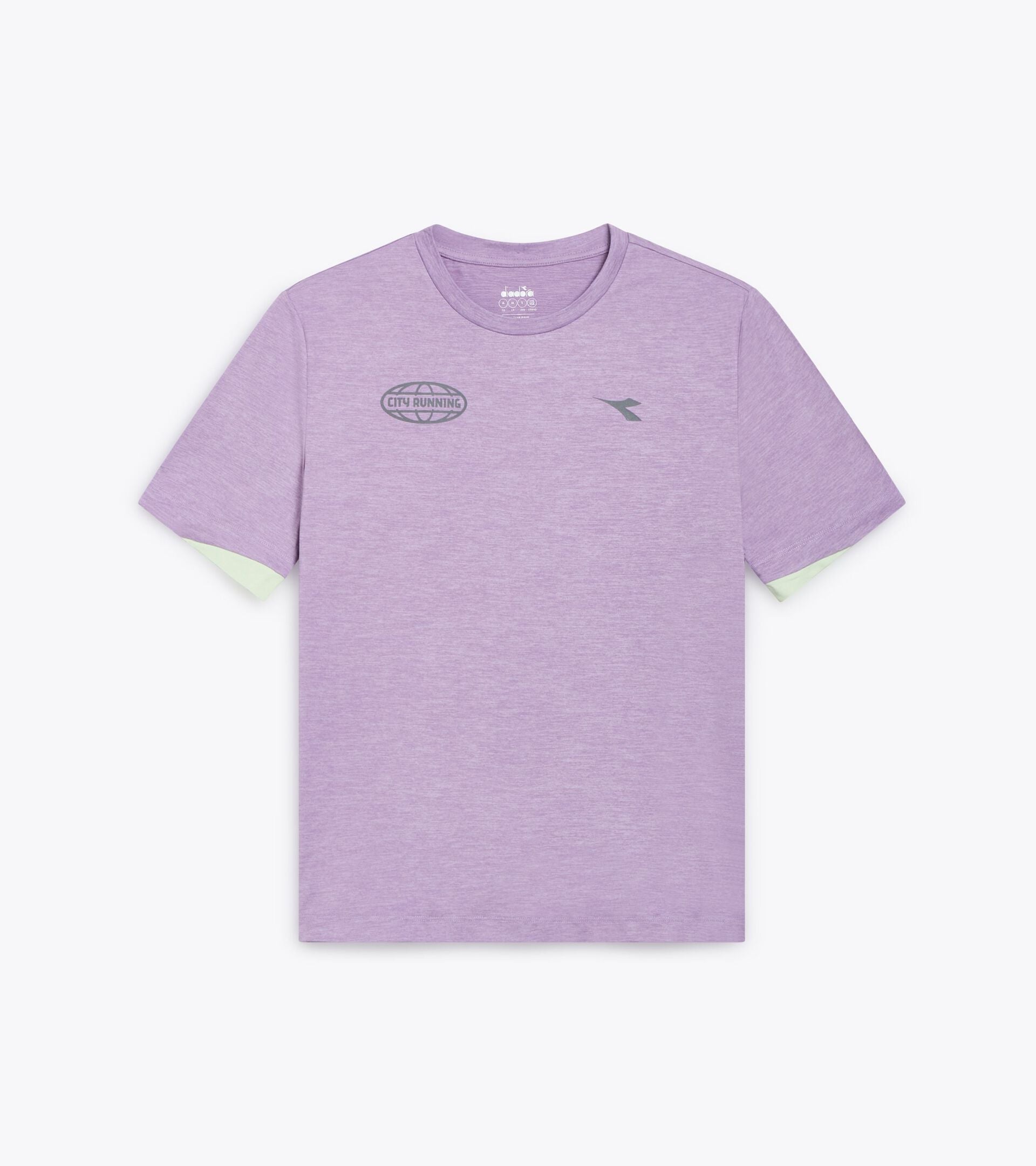 Unisex short sleeve training T-shirt in purple, made of stretchy recycled polyester for performance.