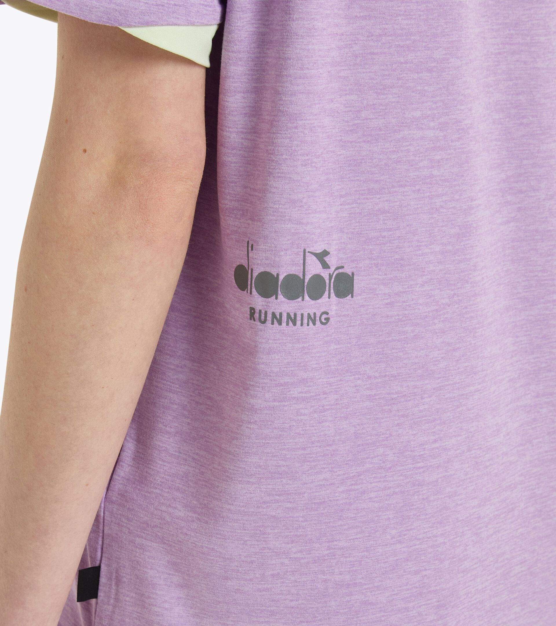 Unisex short sleeve training T-shirt in purple, featuring a soft, stretchy polyester fabric with a logo detail.