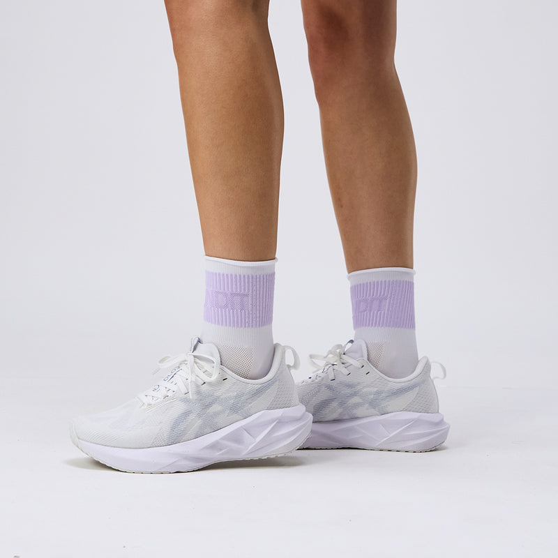 Lite Run™ Ribbed Socks - White with Light Thistle - 2 Pack