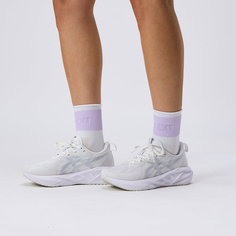 Lite Run™ Ribbed Socks - White with Light Thistle - 2 Pack