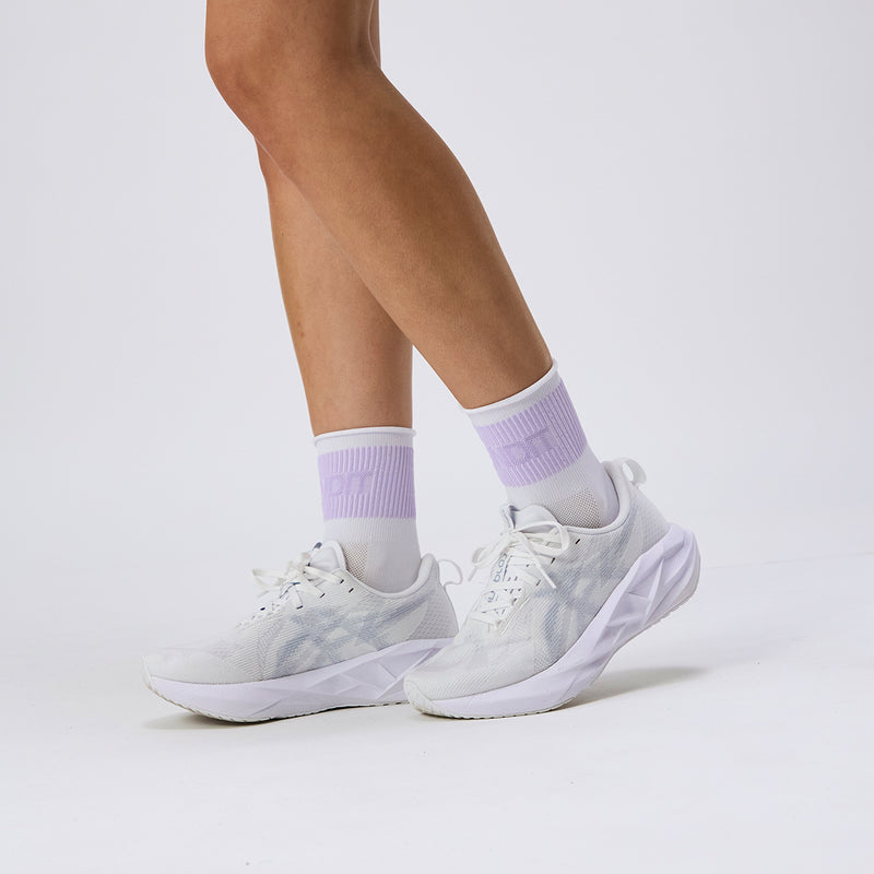Lite Run™ Ribbed Socks - White with Light Thistle - 2 Pack