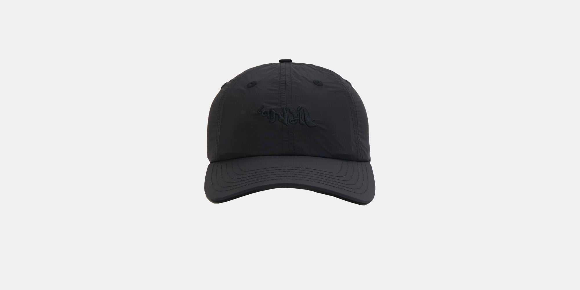 Embroidered Bandit Nylon Dad Hat - Black
