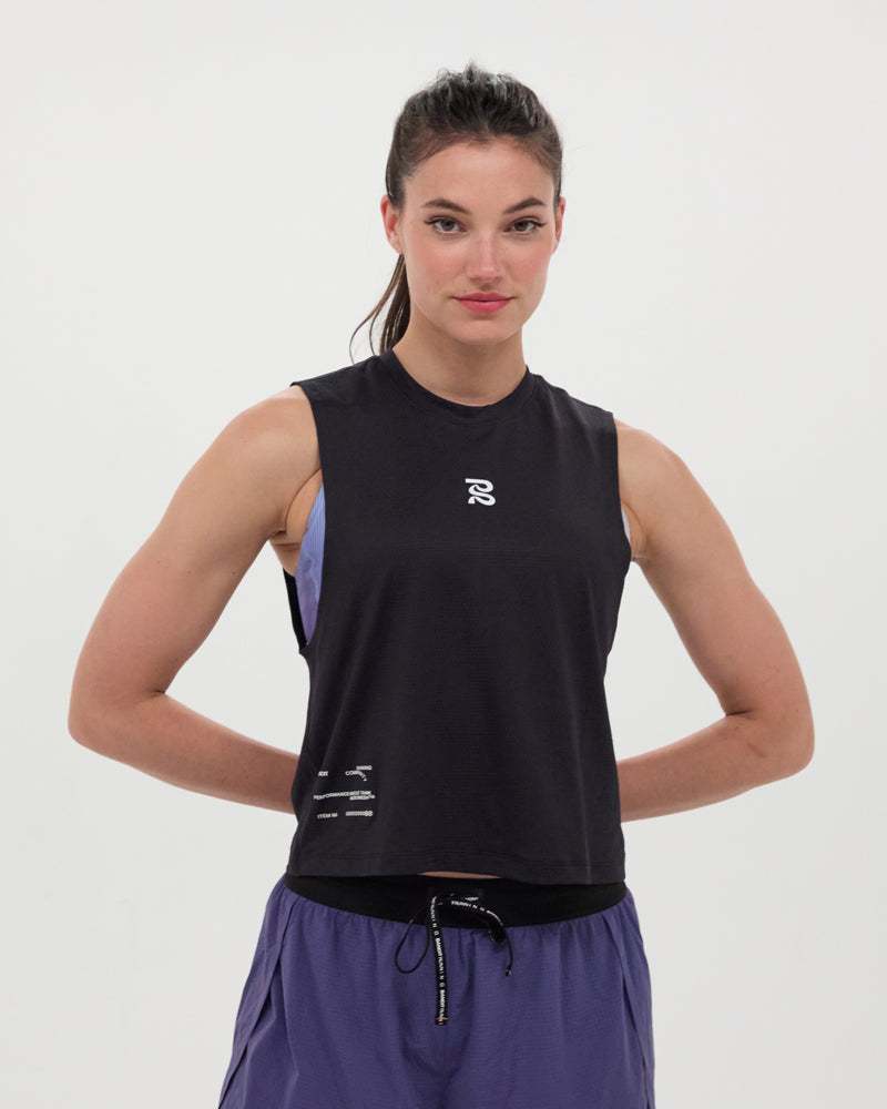 Women's Micromesh™ Run Tank in Breeze Blue with sleeveless, crew neckline, and reflective logo detailing.