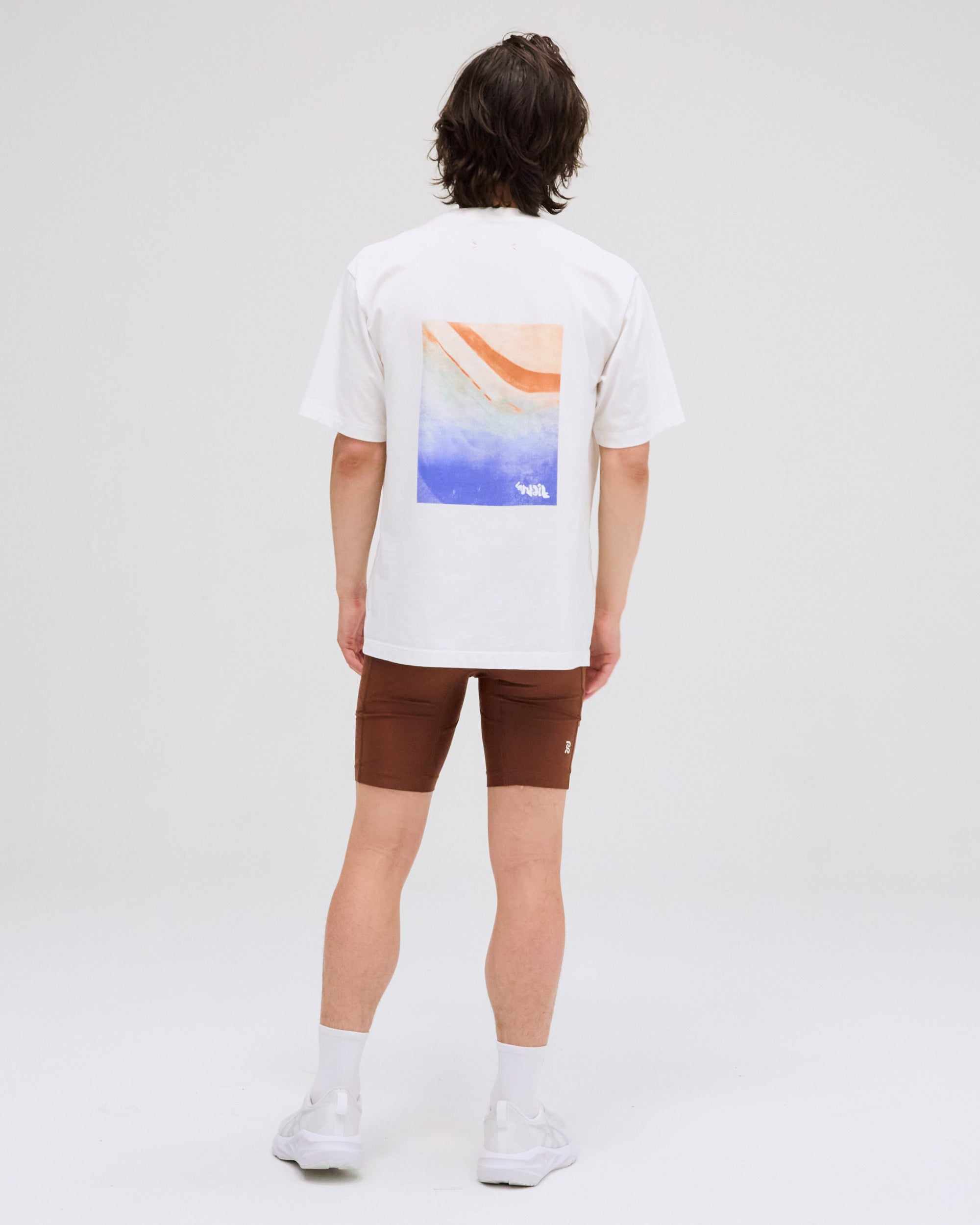 Unisex white Tagus Cotton Tee with Tagus River graphic on the back.