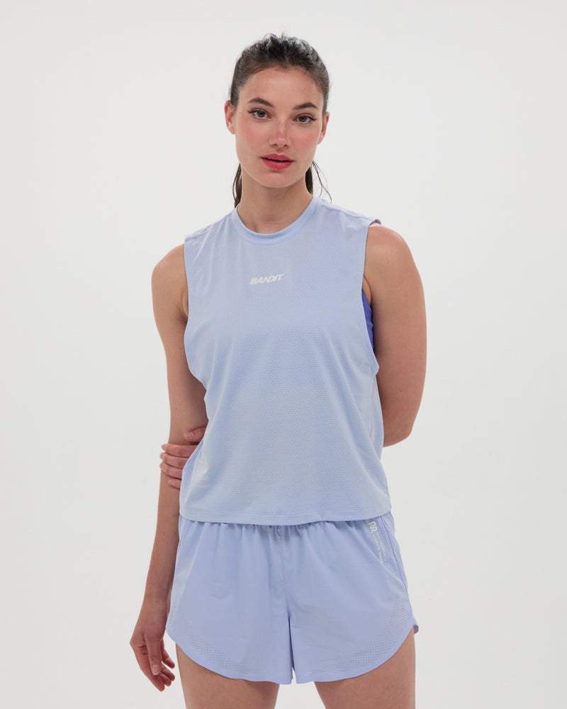 Women's Micromesh™ Run Tank in Breeze Blue for running.