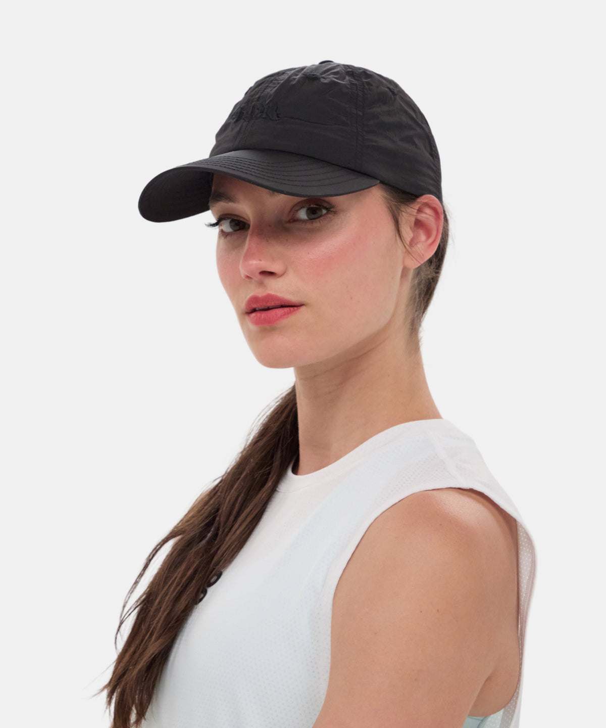 Embroidered Bandit Nylon Dad Hat in black with reflective logo.