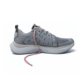 sundays running shoe, grey with red laces, designed for comfort and long runs