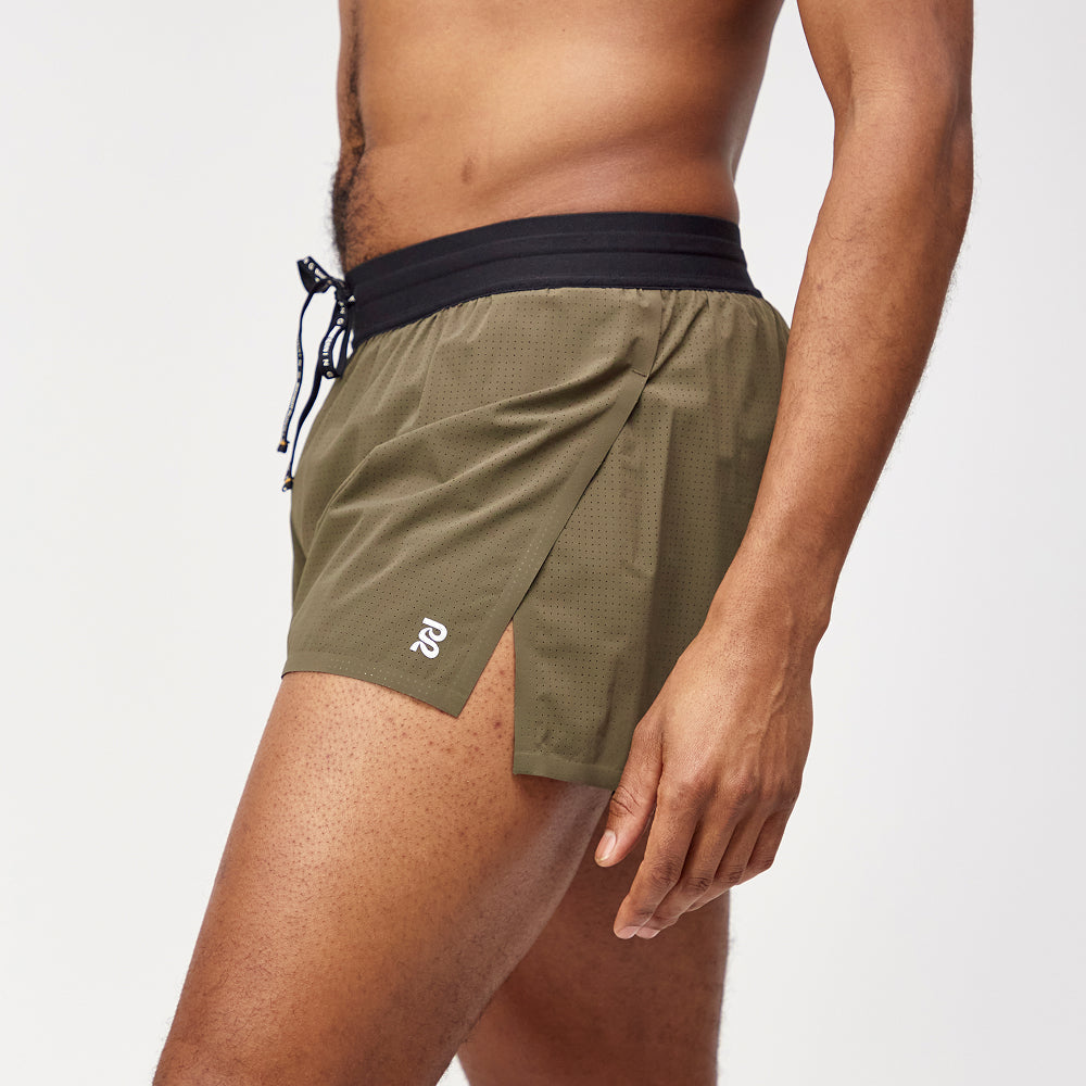 Vento™ Men's 3" Splitty Short in Dark Fatigue, ultra-soft and breathable with advanced pocketing.