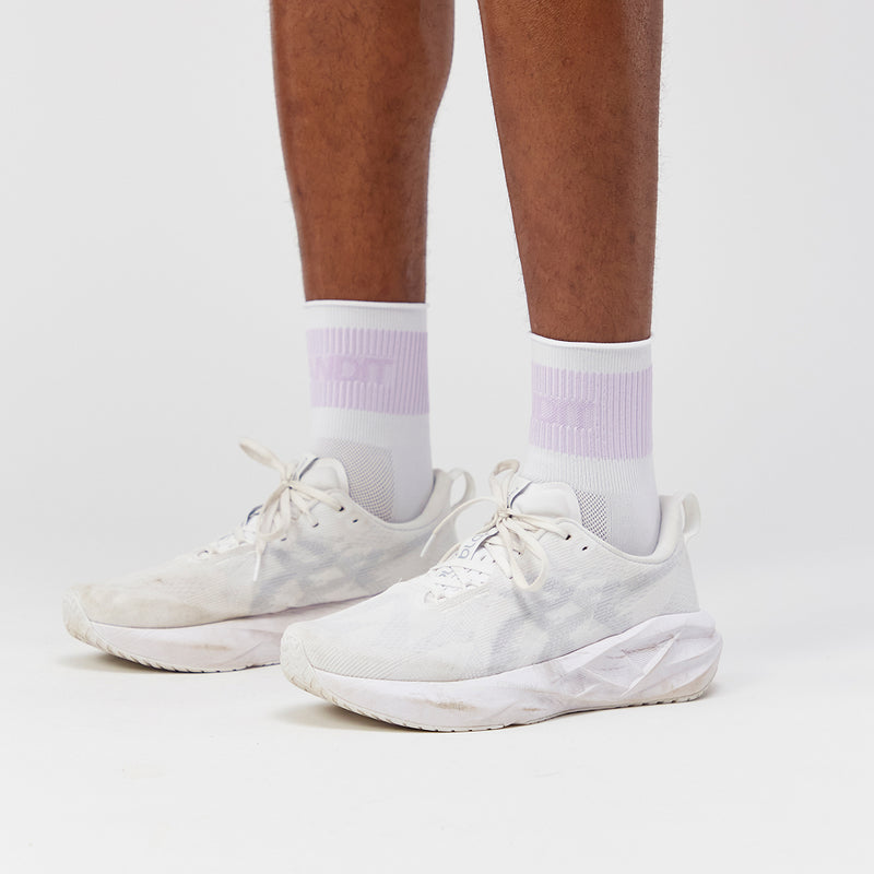 Lite Run™ Ribbed Socks - White with Light Thistle - 2 Pack