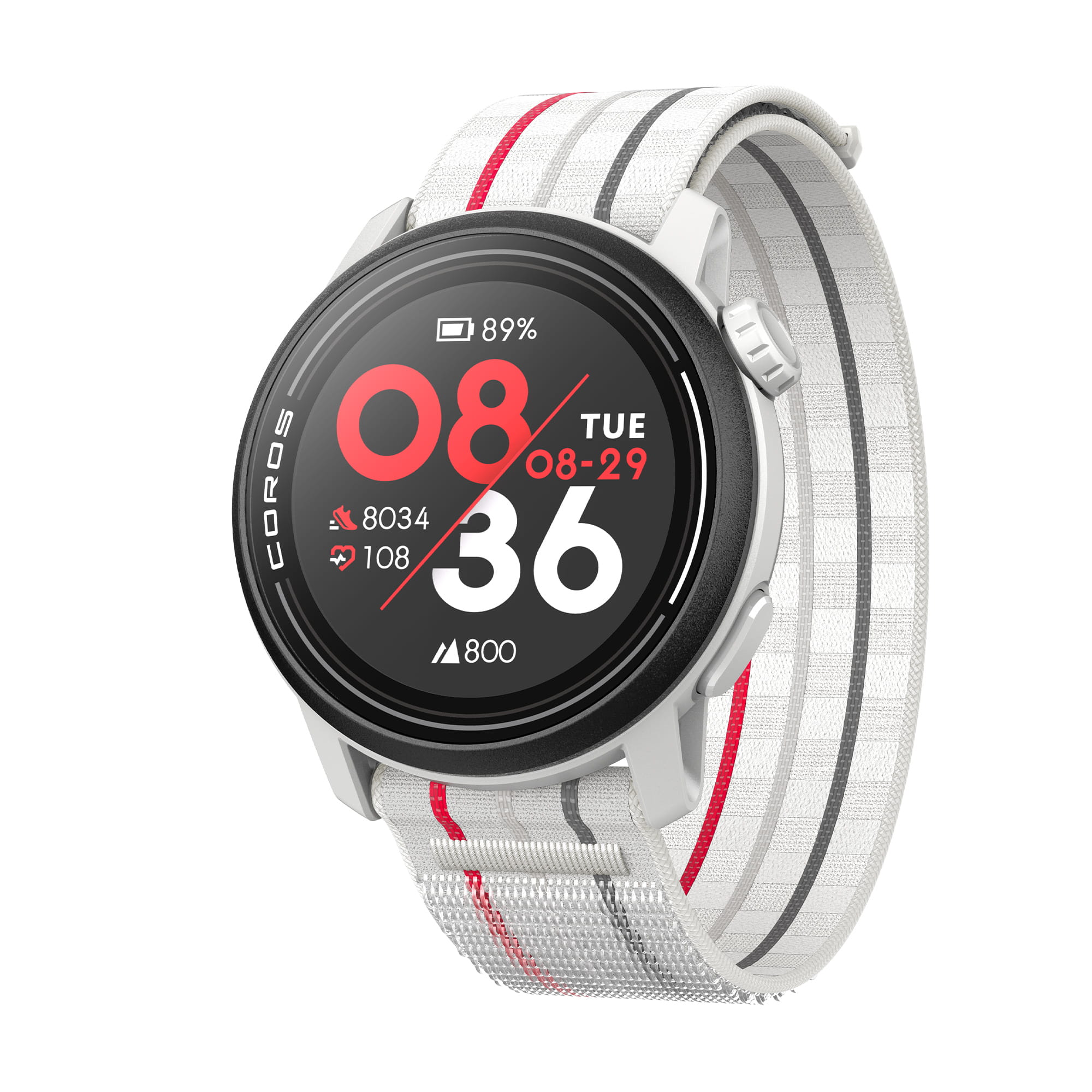 COROS PACE 3 White Nylon GPS Sports Watch with Navigation Tools and Heart Rate Monitor
