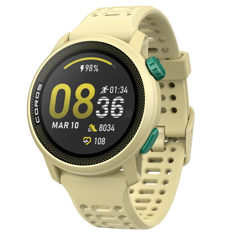 COROS PACE 3 - CHAMPAGNE GPS sports watch with silicone strap, advanced navigation, heart rate monitor, and night mode display.