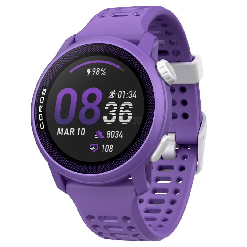 Violet COROS PACE 3 smartwatch with advanced features for multi-sport athletes.