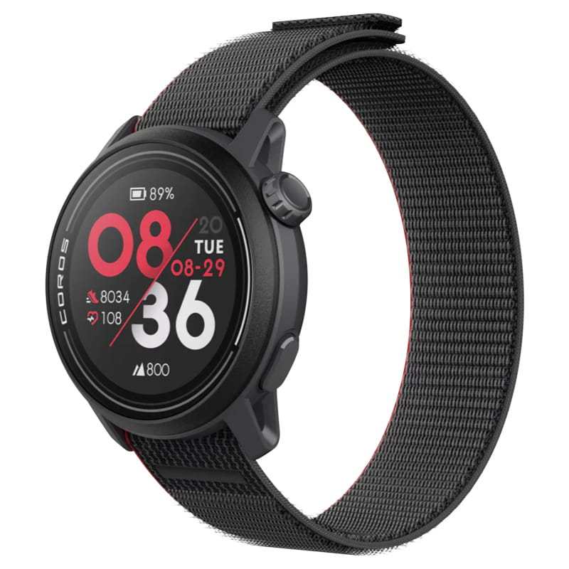 COROS PACE 3 GPS sports watch in black with nylon strap, featuring precise navigation, heart rate monitor, and improved display.