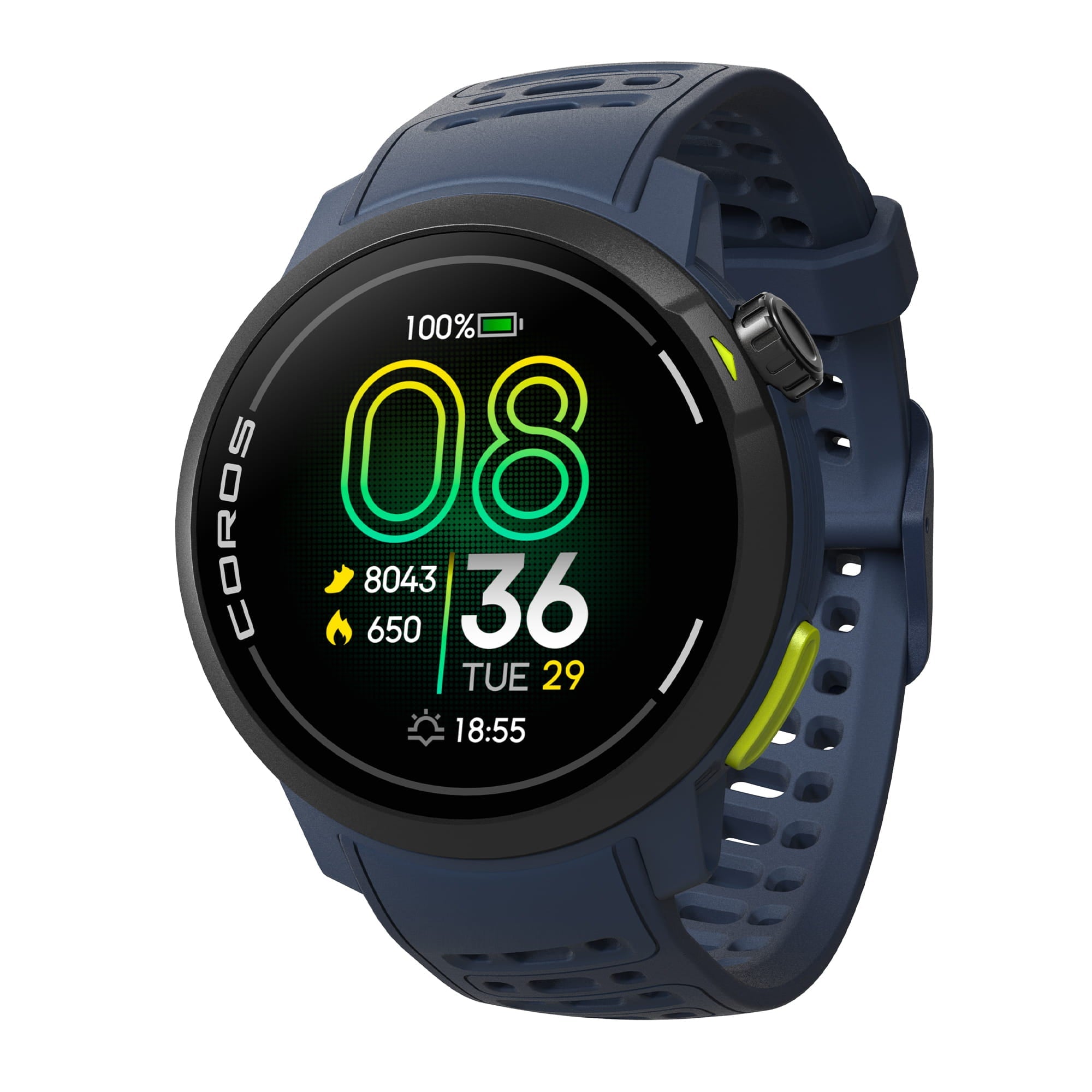 COROS PACE Pro GPS Sports Watch in Grey Blue with AMOLED display and dual GPS.