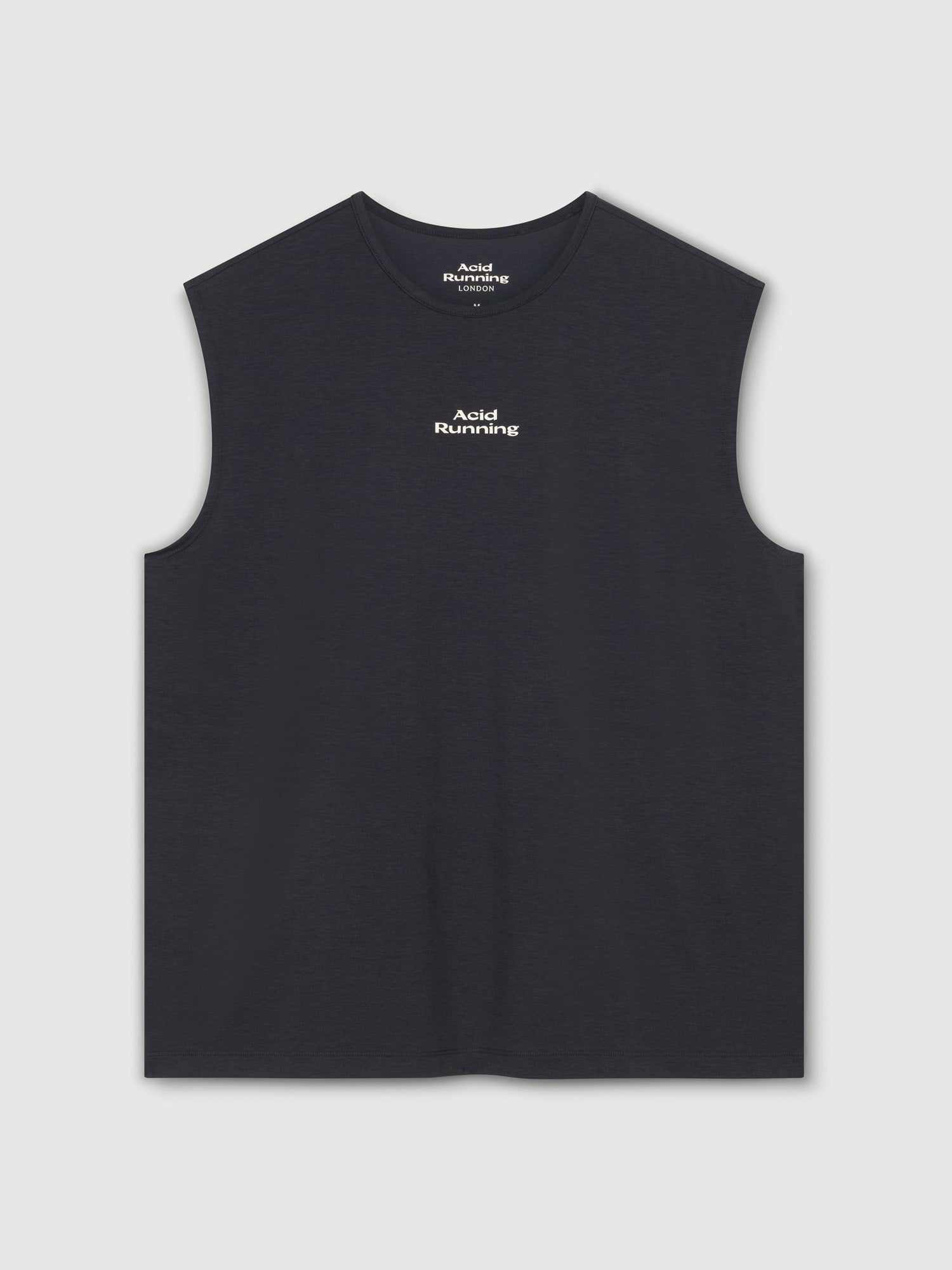 Men's Logo Tank in graphite color, lightweight, sweat-wicking, and odour resistant fabric, relaxed fit.