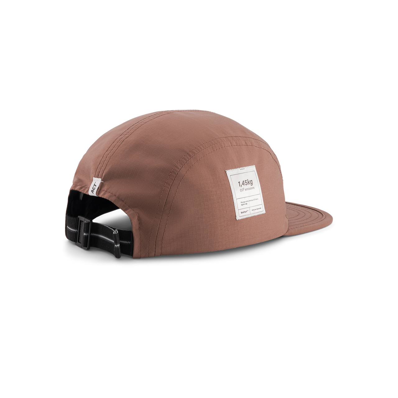 Terracotta running cap made from plant-based nylon, ultra-light and tear-proof.