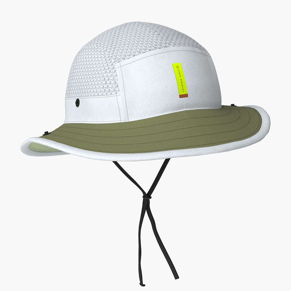 BNDCKHat Carbon - Iconic VC - Costa bucket hat with mesh top, green pliable brim, and chin strap.