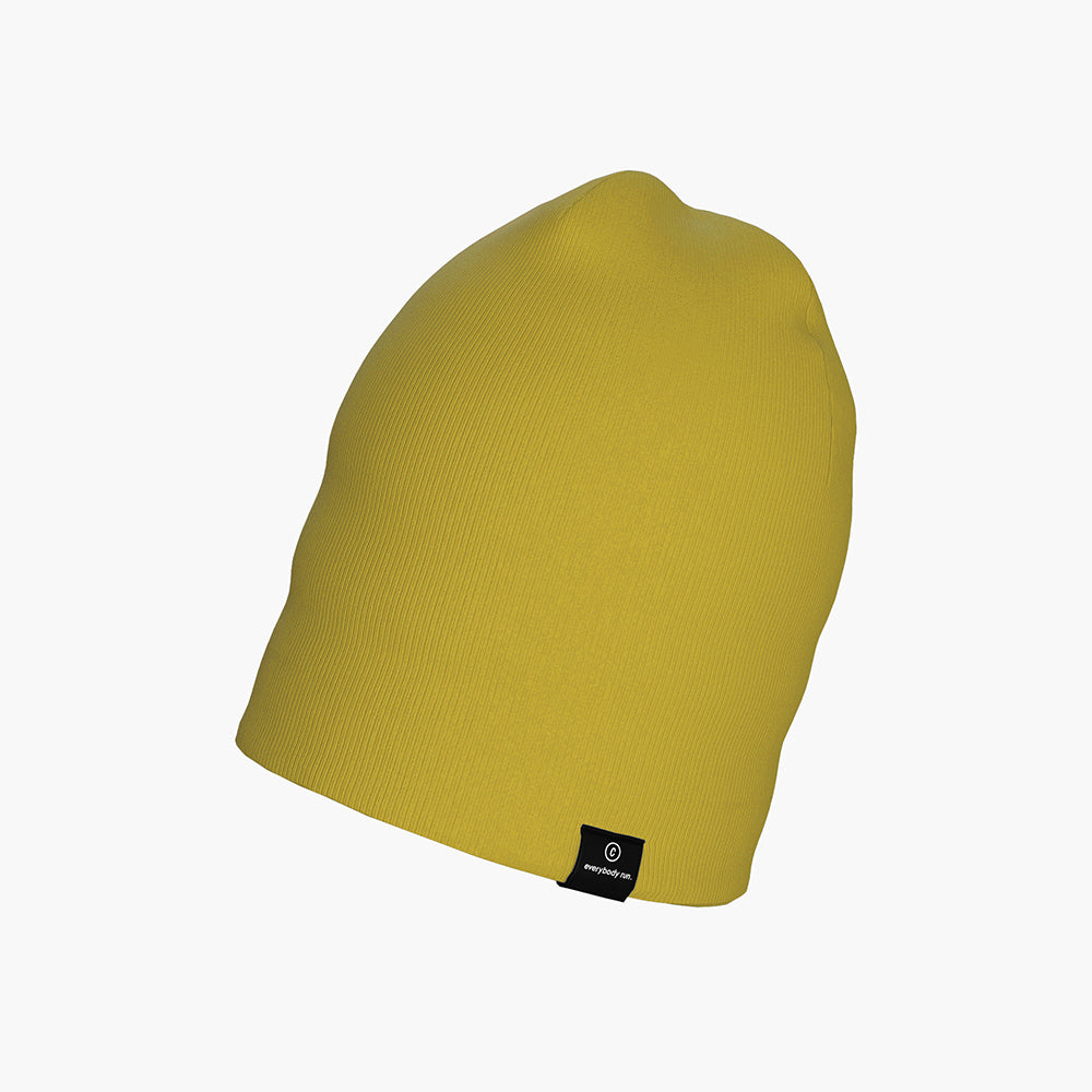 CR3Beanie - Sogl in yellow with reflective stripe, 100% recycled polyester.