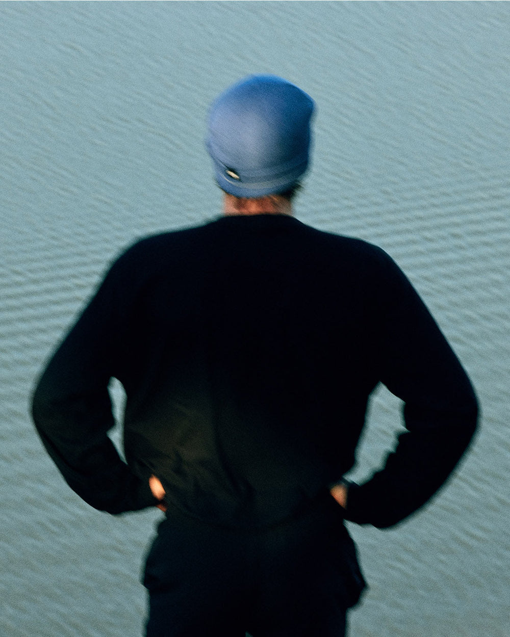 CR3Beanie - Nandoah, blue, 100% recycled polyester, reflective stripe, durable knit.