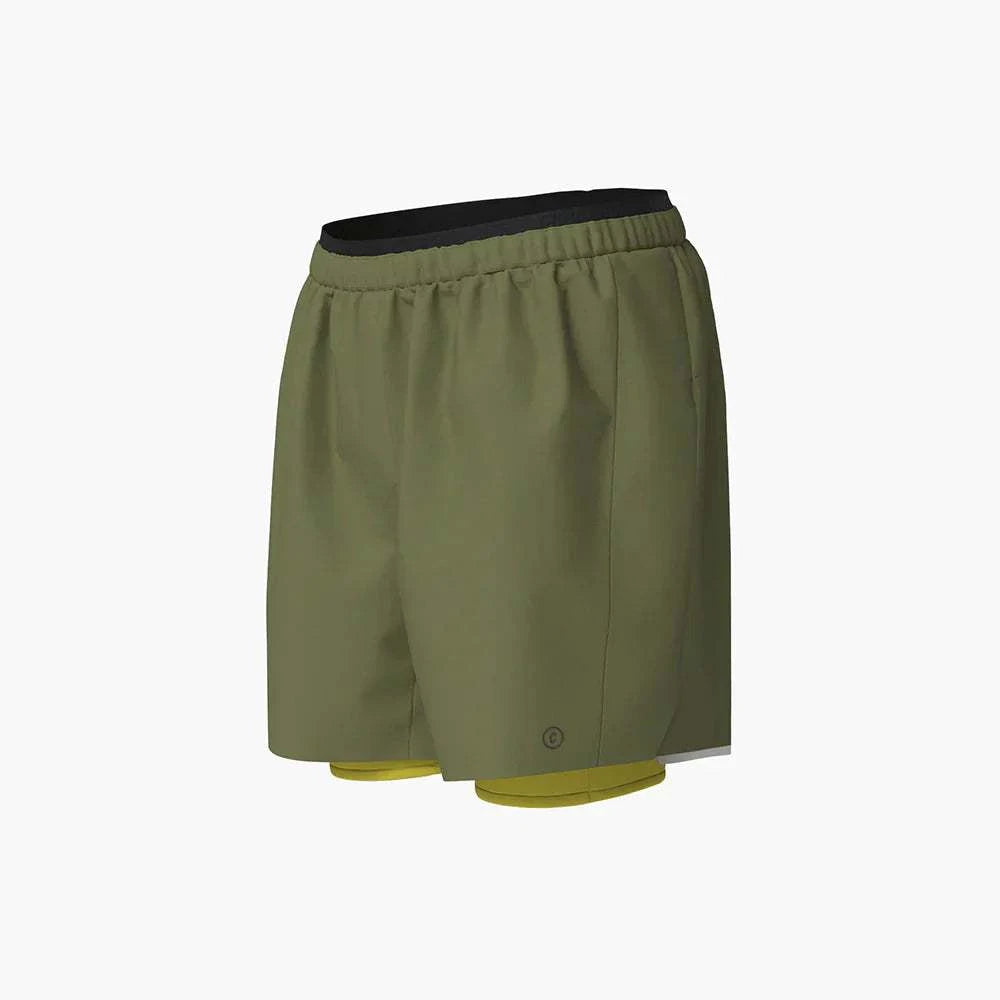 Reflective 5" running shorts with sun protection, wicking, cooling, and water-repellent features.
