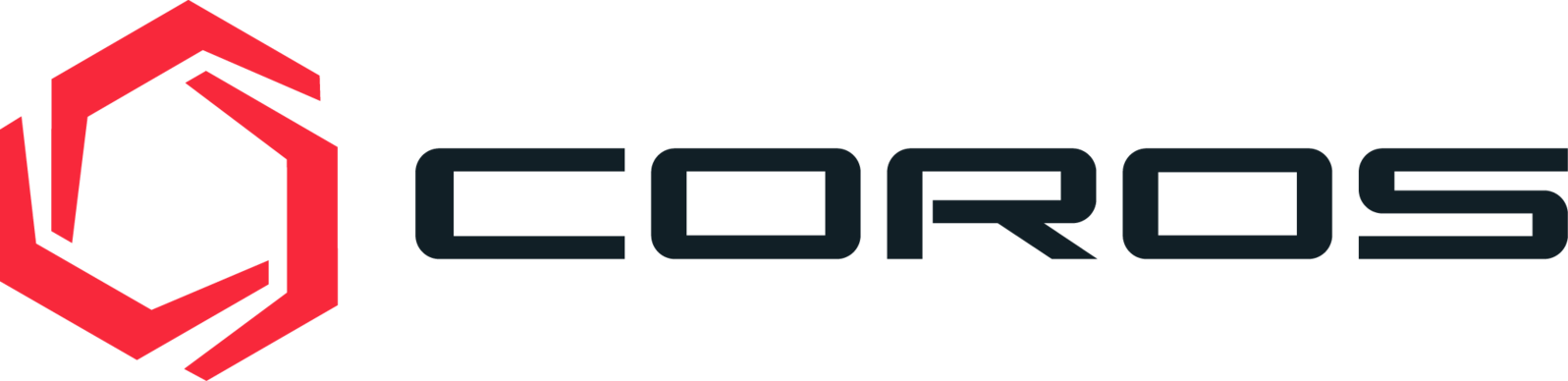 COROS logo in black and red.