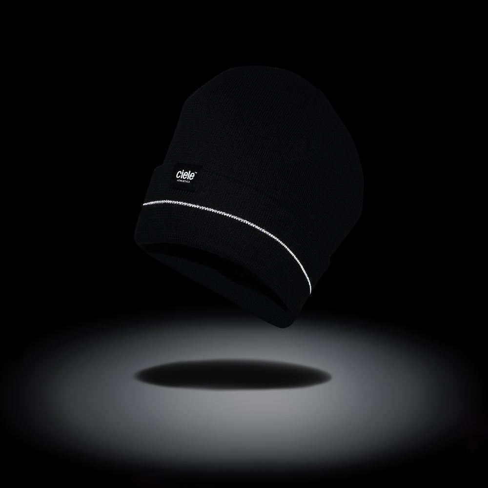 CR3Beanie - Shadowcast with reflective stripe, black knit design.