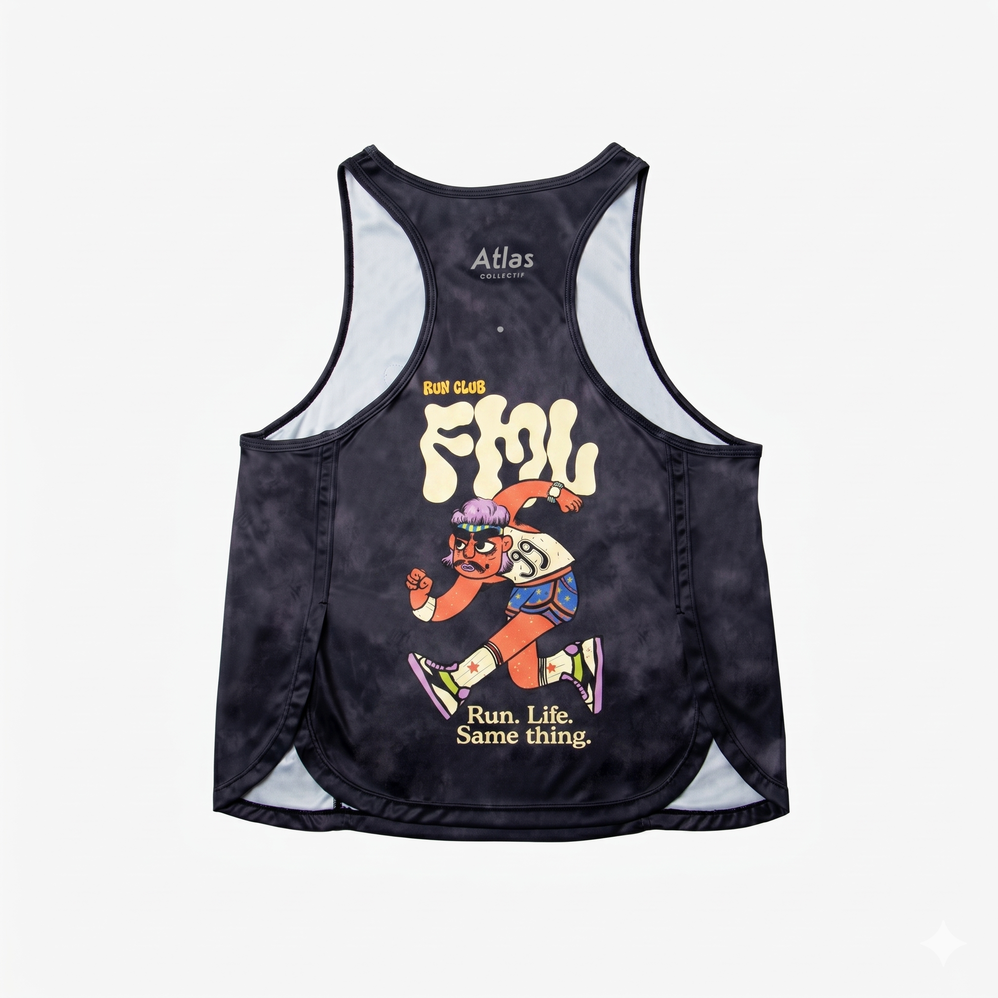 FMLxAtlas WMNS Race Tank Black Tie-Dye