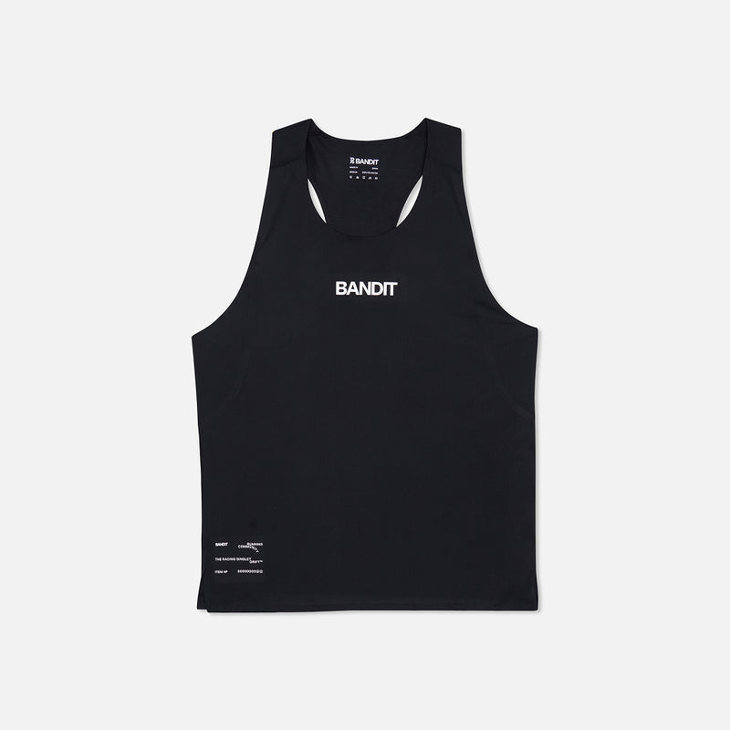 Drift™ Racing Singlet - Black, performance wear with racerback and reflective details.