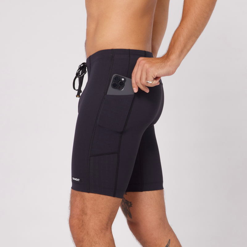 Gridlock™ Next Gen 7 Pocket Half Tights with iPhone-sized thigh pocket in performance fabric.