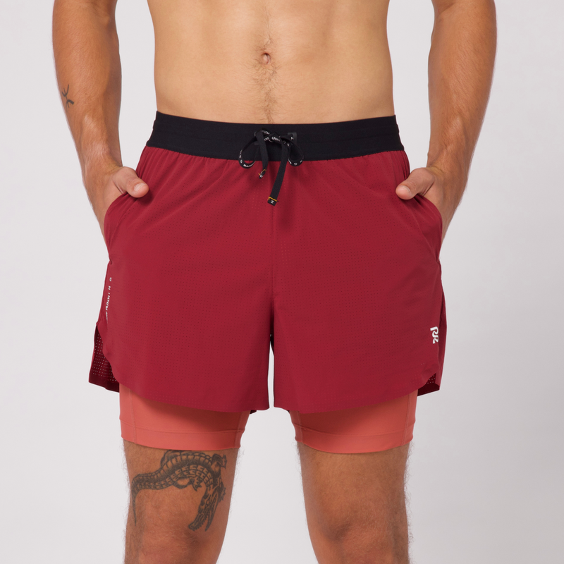 Vento™ 4" 2-in-1 Short in Cherry/Spice color, men's performance running shorts with moisture-wicking and anti-chafing features.