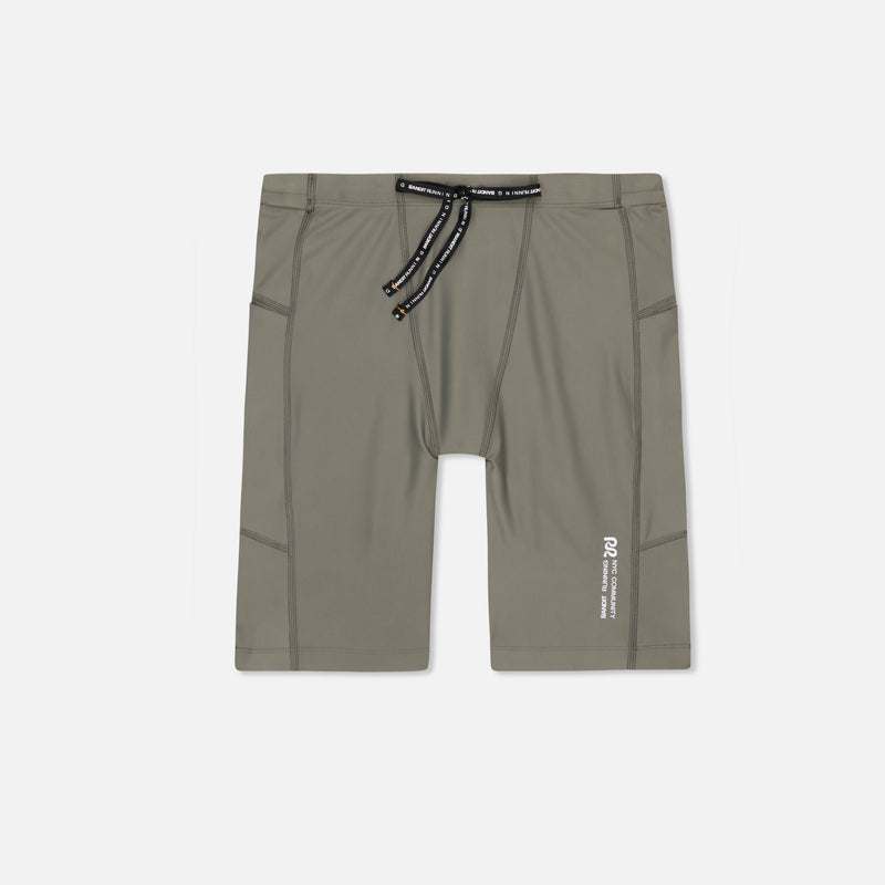 Superbeam™ Next Gen 7 Pocket Half Tights - Fatigue with reflective branding and drawstring.