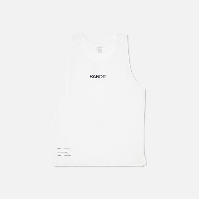 White Drift™ Racing Singlet with narrow straps and racerback design.