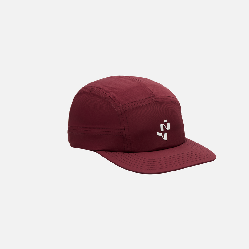 Nylon NY Runner Run Hat in Port with adjustable back closure and branding.