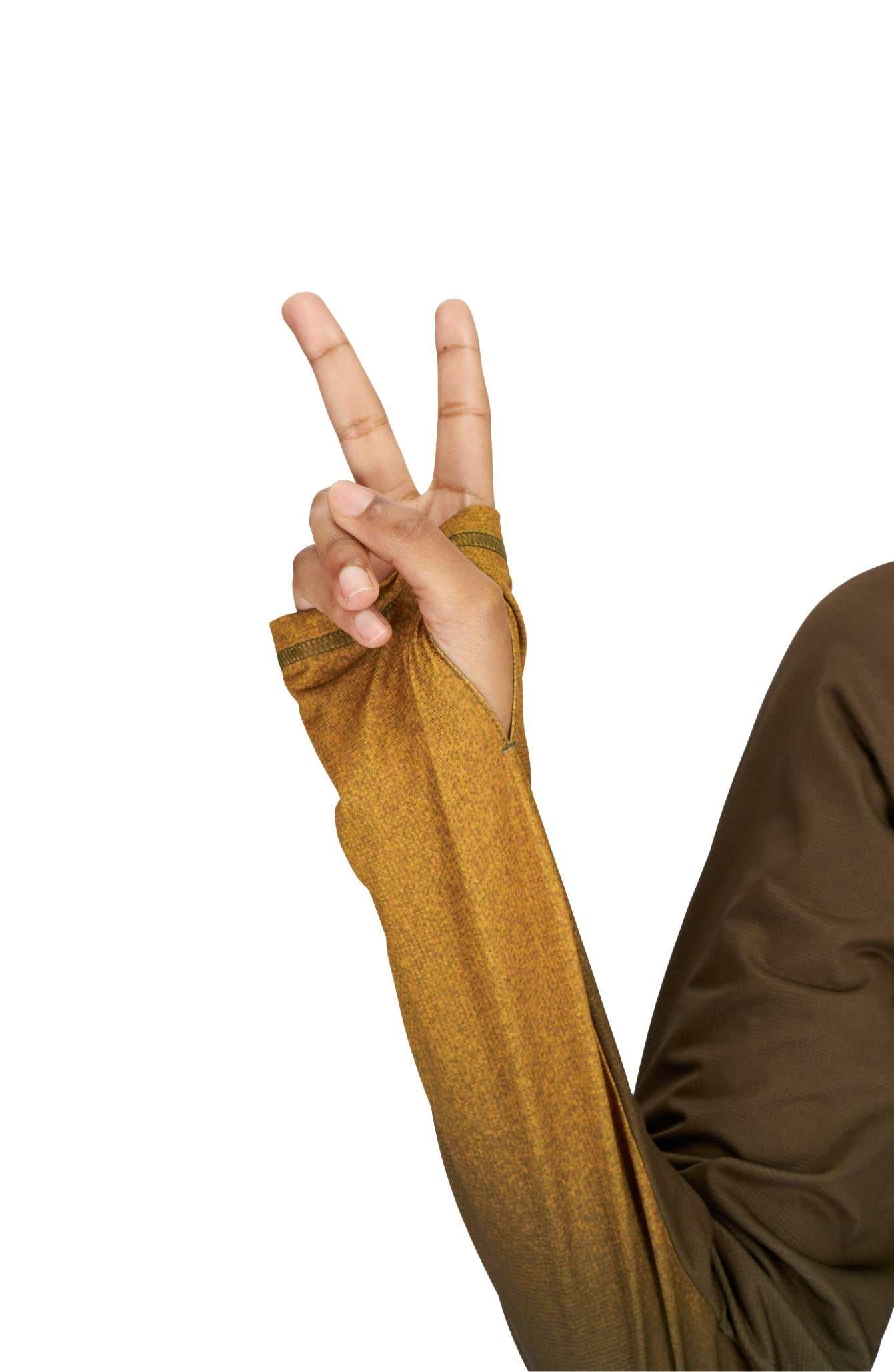 Gradient LS - Women's Long Sleeve Running T-shirt in Brown & Golden - UNNA