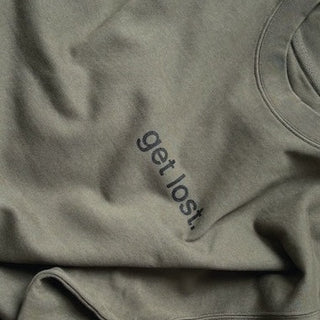 sweater, get lost, army green.