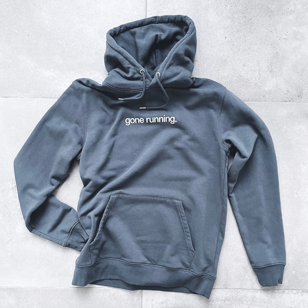 hoodie, gone running, relaxed unisex fit, partially recycled polyester, organic cotton