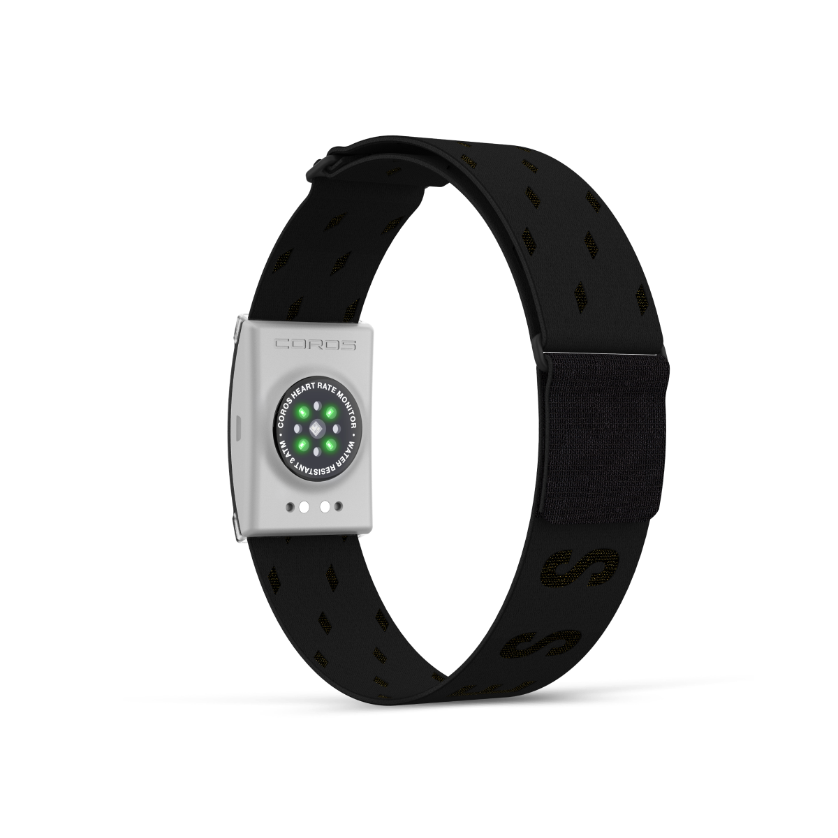COROS Heart Rate Monitor worn on upper arm with Bluetooth pairing and optical sensors for accurate workout tracking