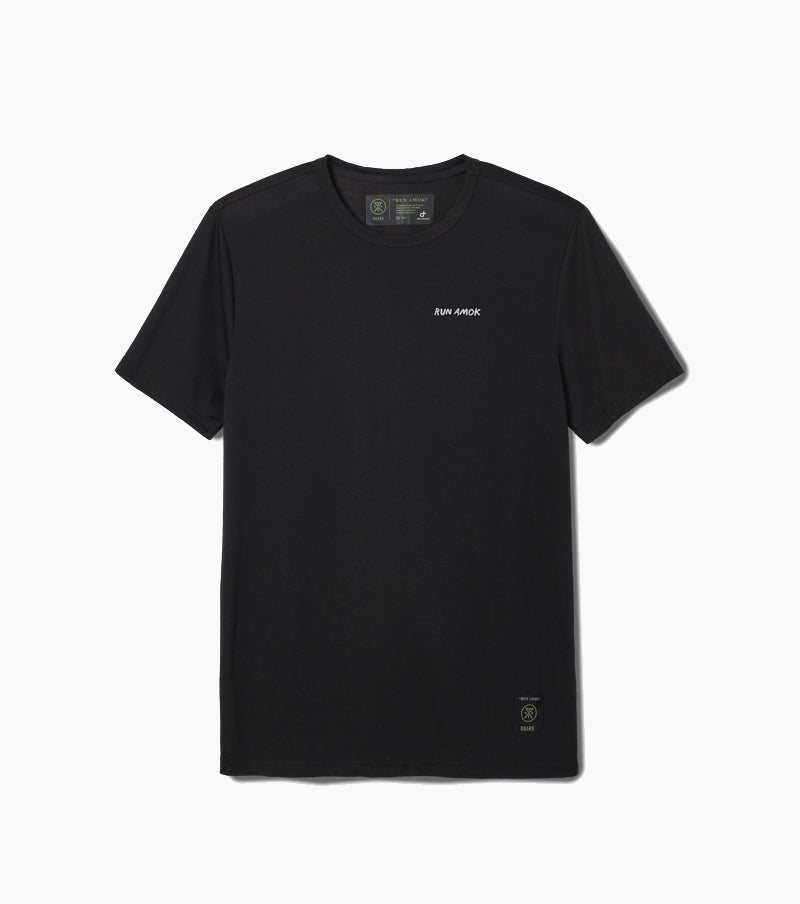 Mathis Core Shop Running Tee with lightweight DriRelease fabric, moisture-wicking, black, classic fit.