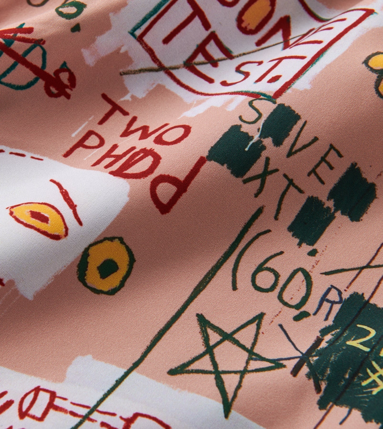 Basquiat-themed Serrano Shorts 5" with abstract art pattern.