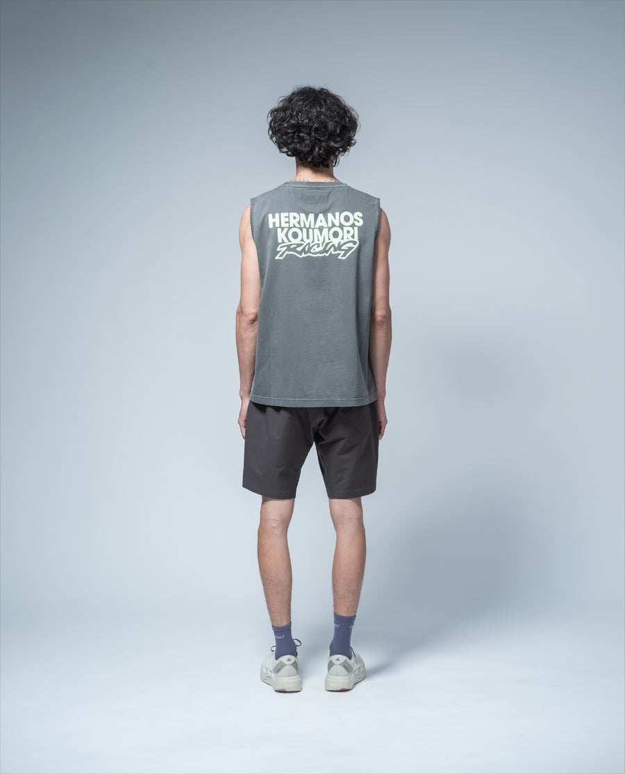 Racing Muscle T-Shirt Black Garment Dye