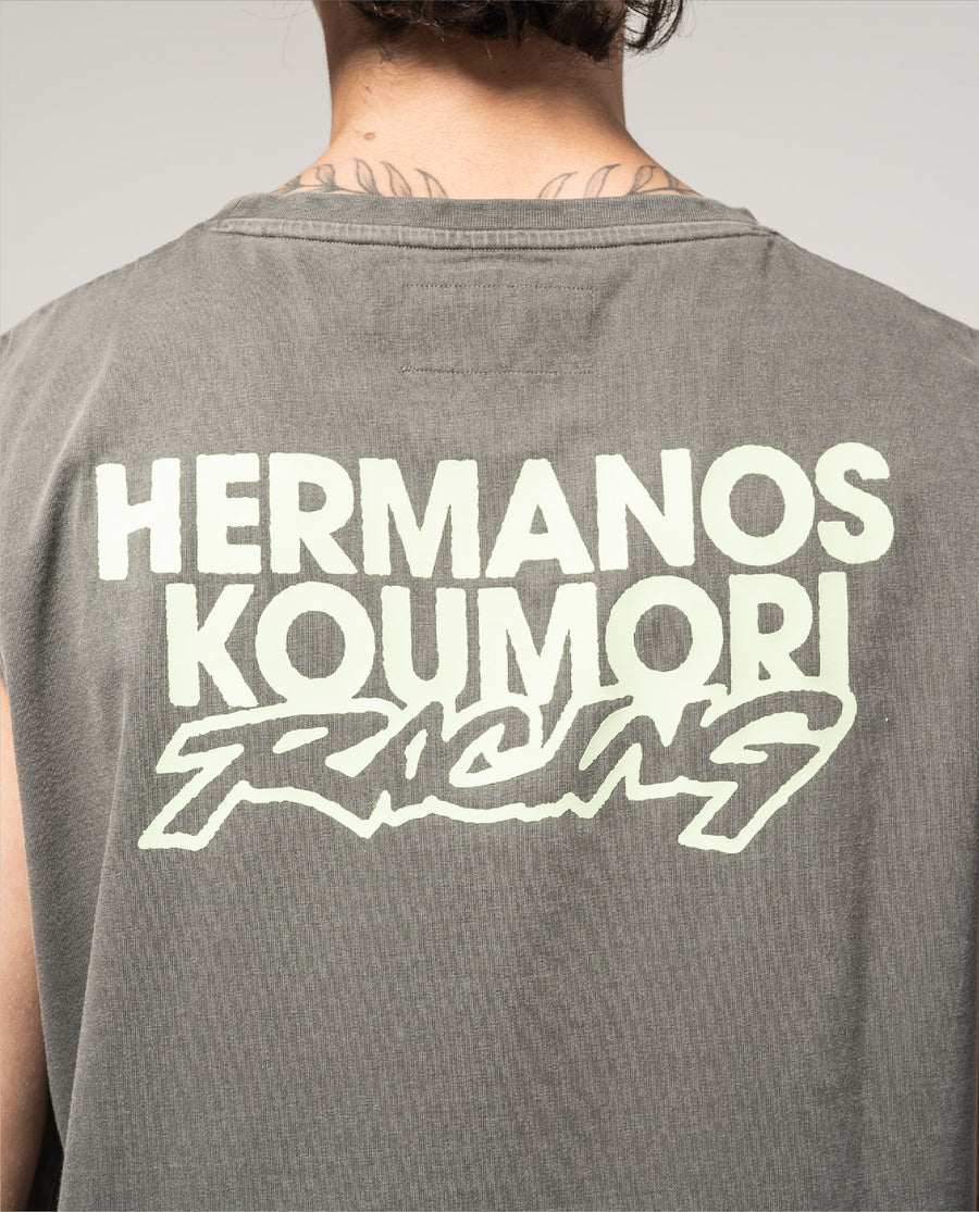 Racing Muscle T-Shirt Black Garment Dye