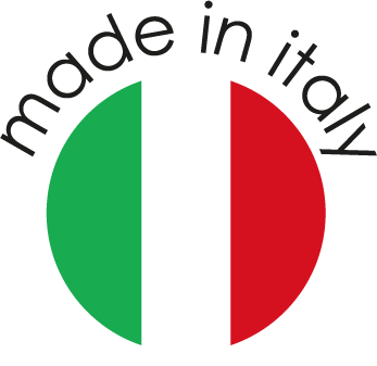 ATOMO V7000-2 product made in Italy badge with Italian flag colors.
