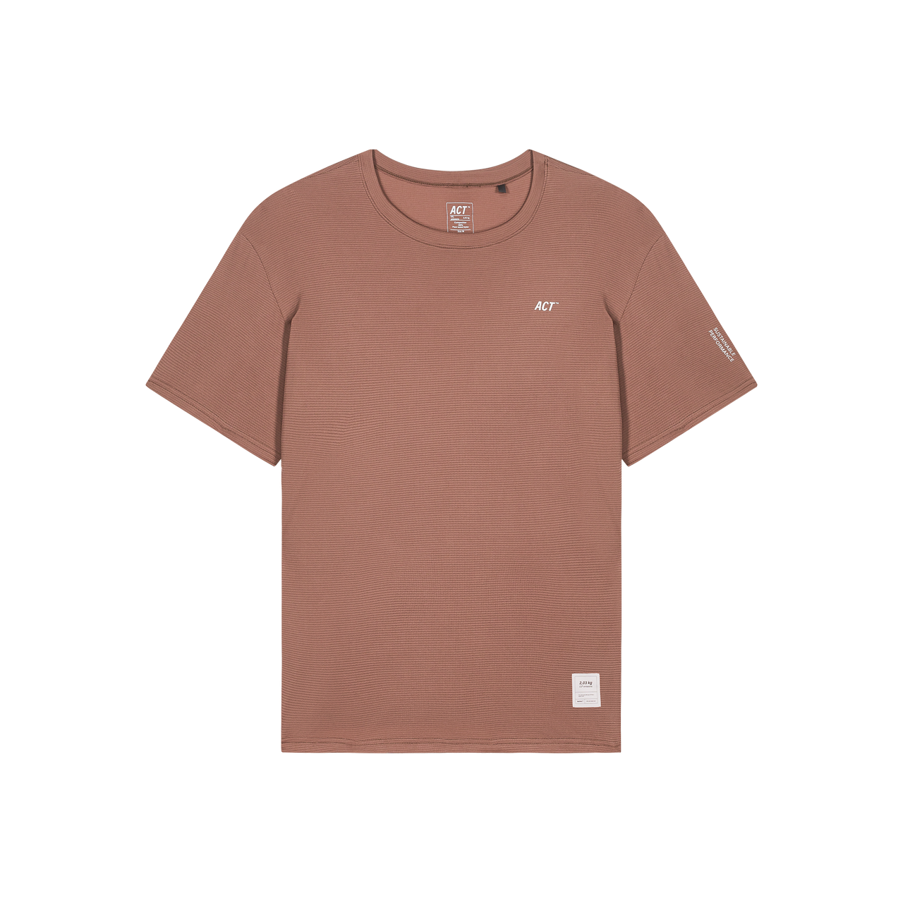 BioPerf™️ Running T-Shirt in terracotta, ultra-light, breathable, plant-based nylon.