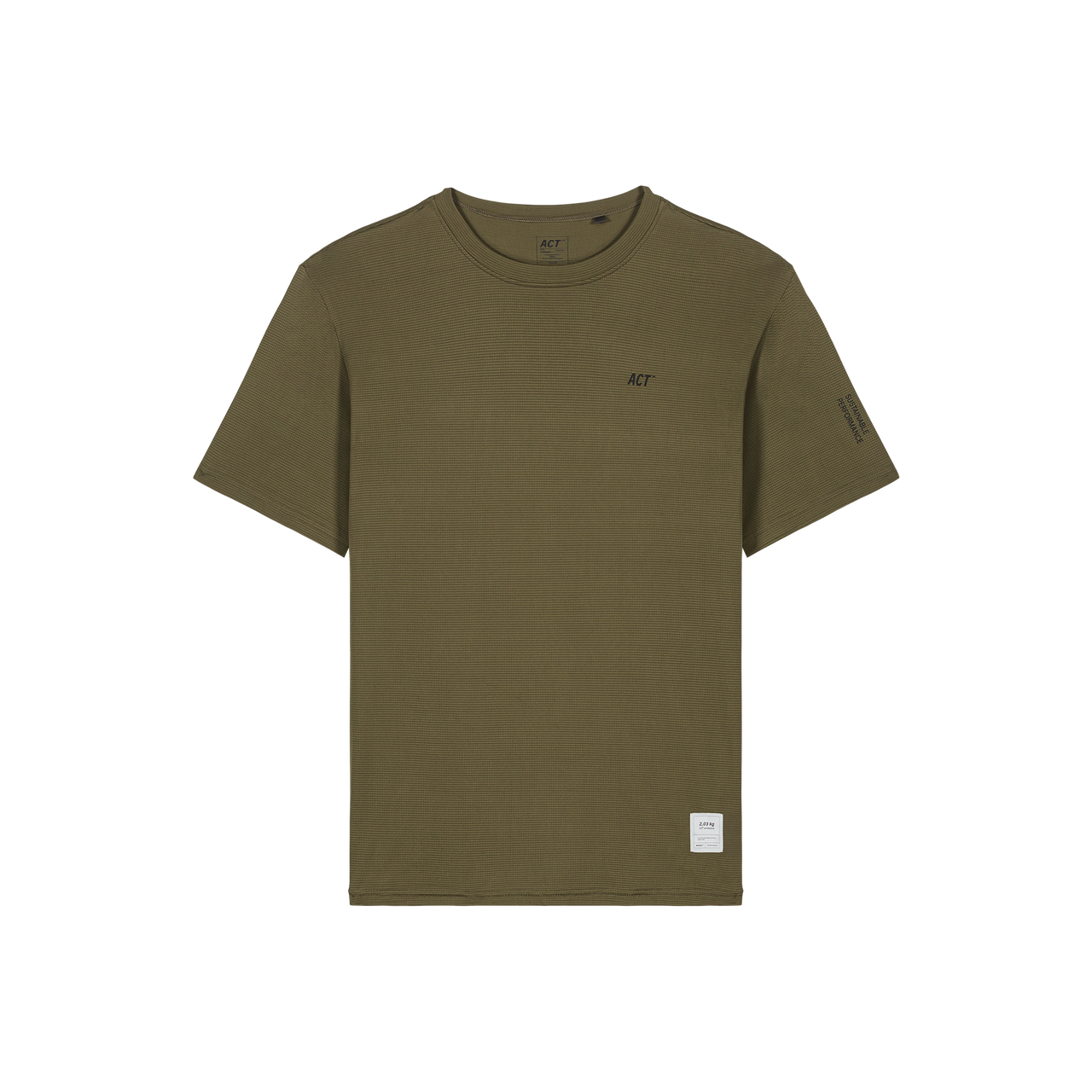 Kaki BioPerf Running T-Shirt, ultra-light, breathable, eco-friendly plant-based nylon.