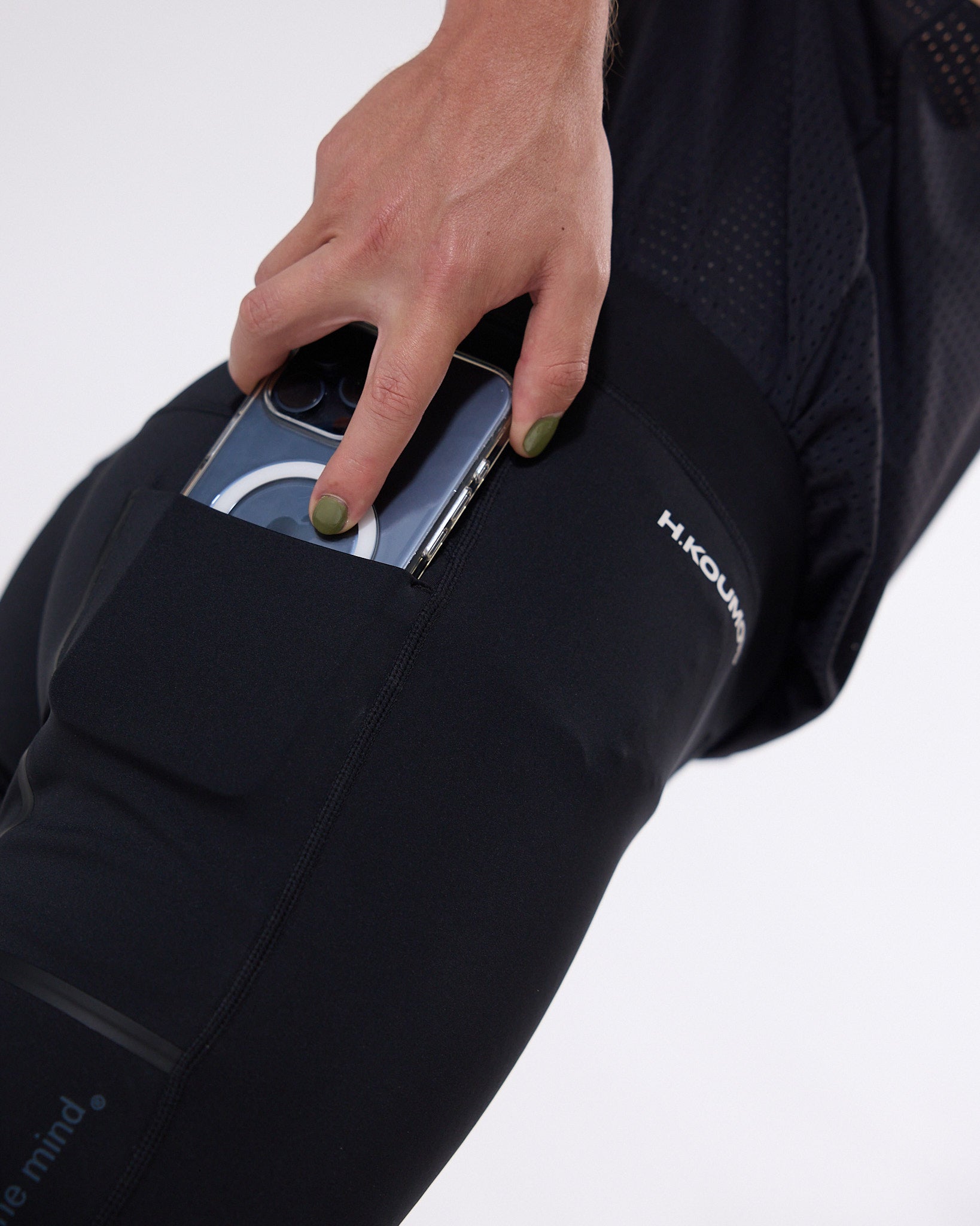 Koumori Training Tights with multi nutrition pockets and zippered compartment.
